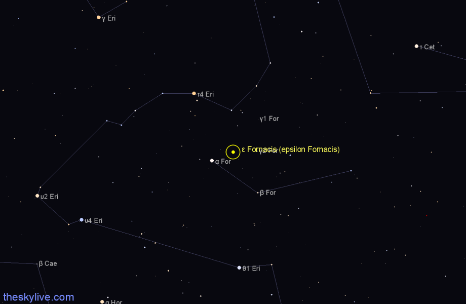 Finder chart ε Fornacis (epsilon Fornacis) star
