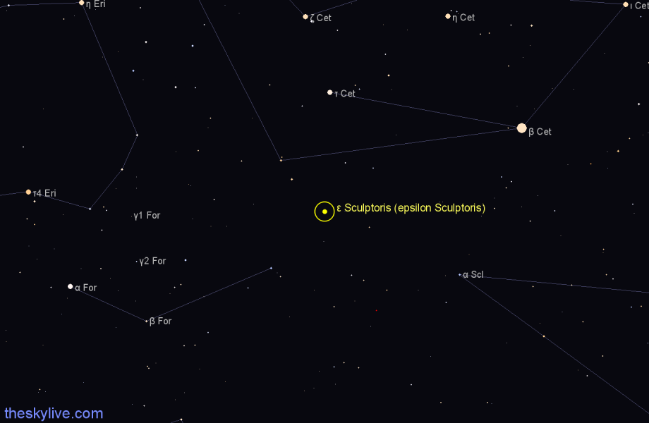 Finder chart ε Sculptoris (epsilon Sculptoris) star