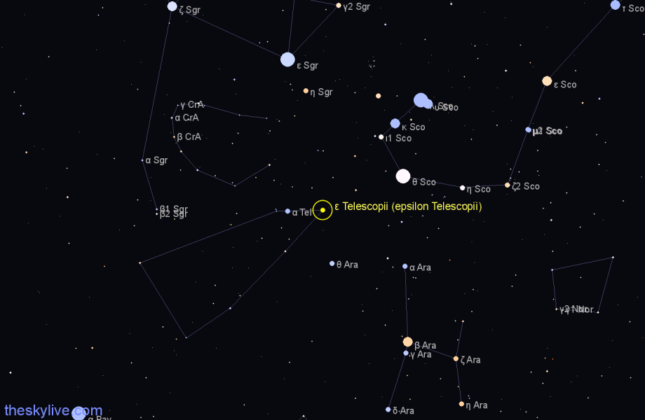 Finder chart ε Telescopii (epsilon Telescopii) star