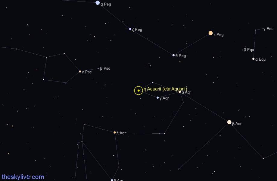 Finder chart η Aquarii (eta Aquarii) star