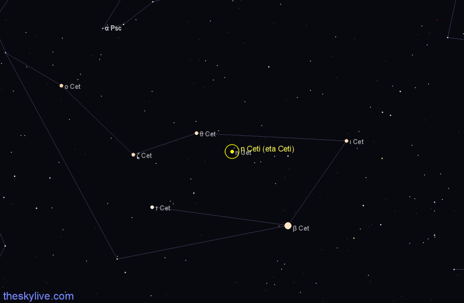 Finder chart η Ceti (eta Ceti) star