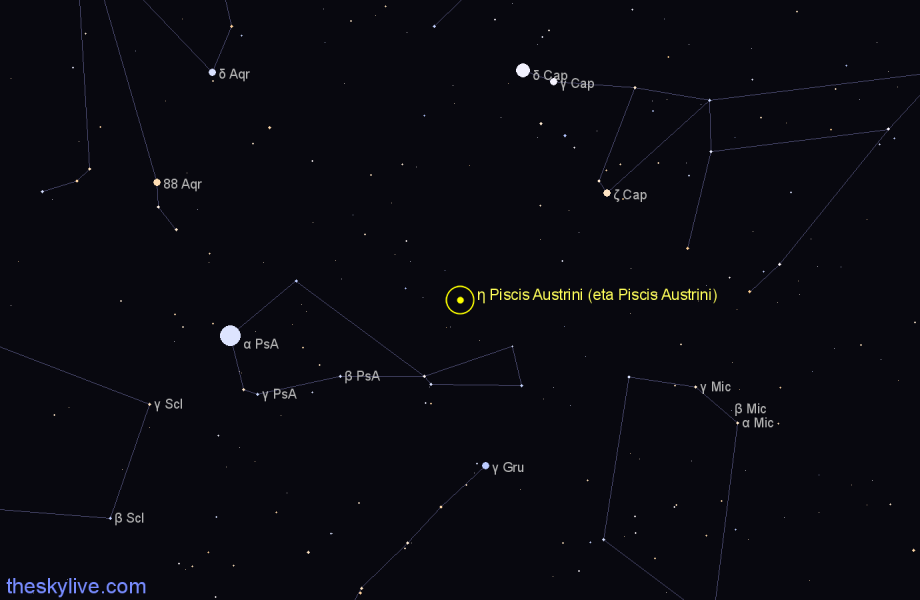 Finder chart η Piscis Austrini (eta Piscis Austrini) star