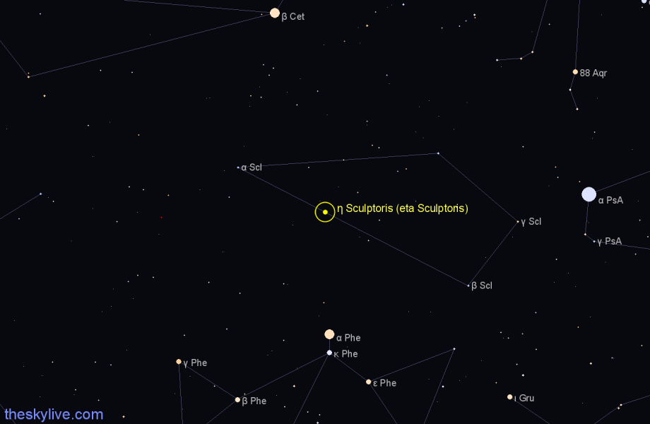 Finder chart η Sculptoris (eta Sculptoris) star
