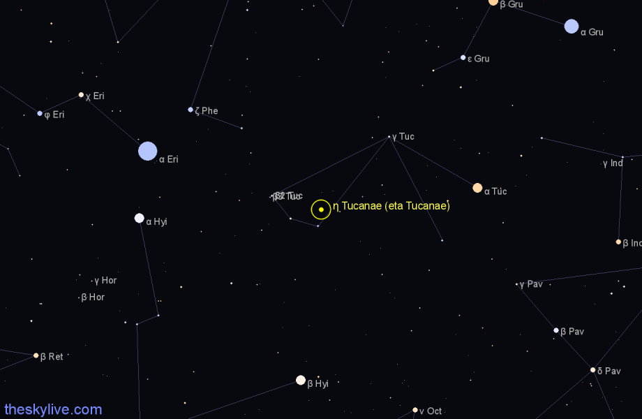 Finder chart η Tucanae (eta Tucanae) star