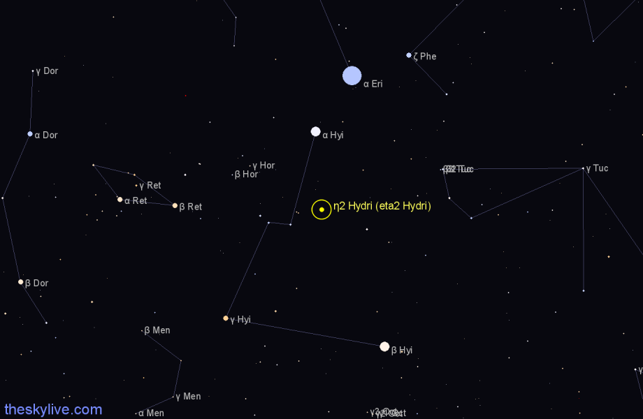 Finder chart η2 Hydri (eta2 Hydri) star