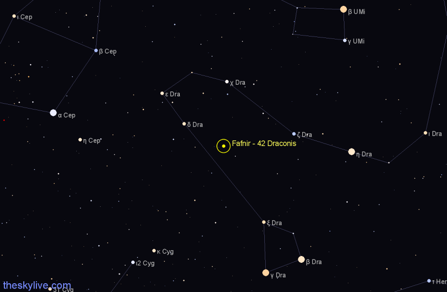 Finder chart Fafnir - 42 Draconis star