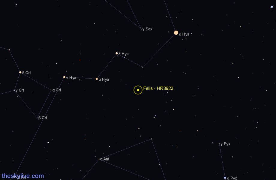Finder chart Felis - HR3923 star