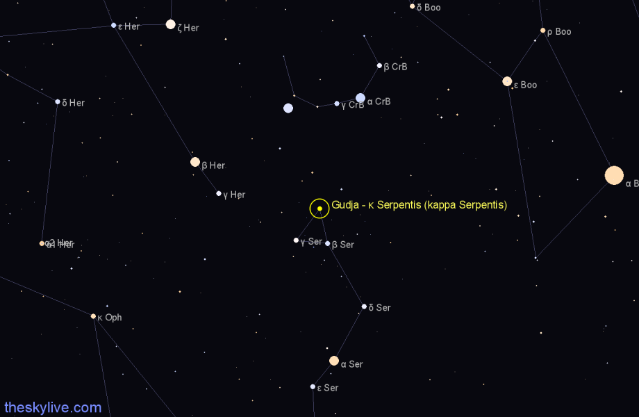 Finder chart Gudja - κ Serpentis (kappa Serpentis) star