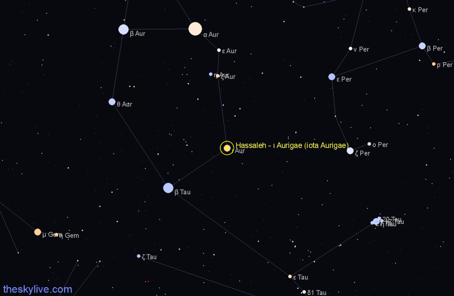 Finder chart Hassaleh - ι Aurigae (iota Aurigae) star