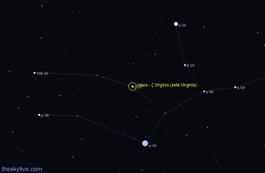 Finder chart Heze - ζ Virginis (zeta Virginis) star