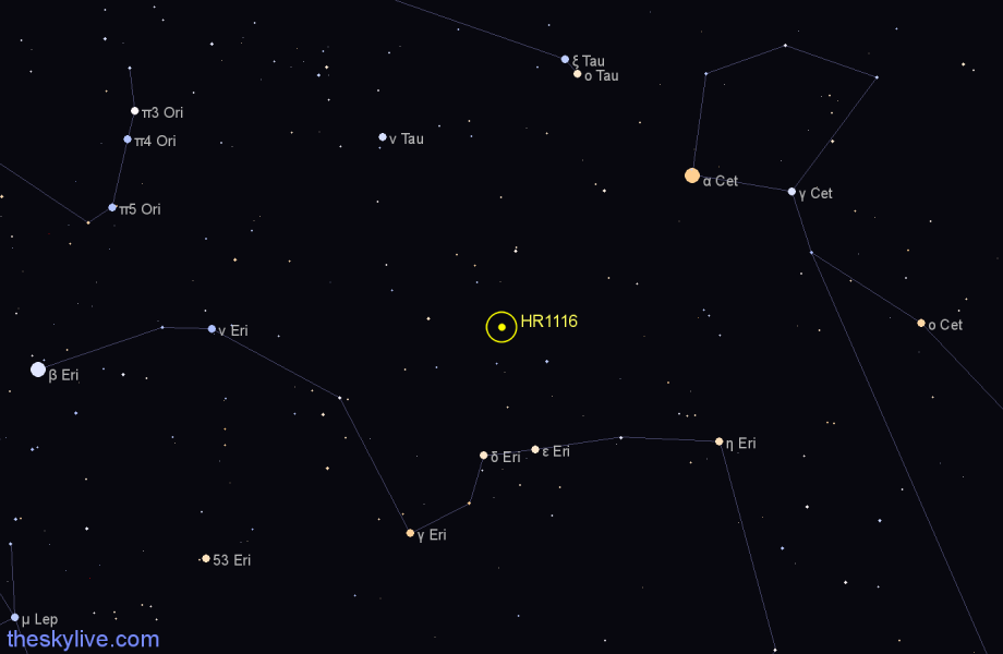 Finder chart HR1116 star