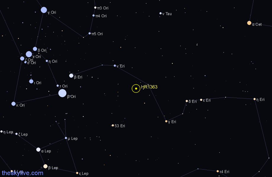 Finder chart HR1363 star