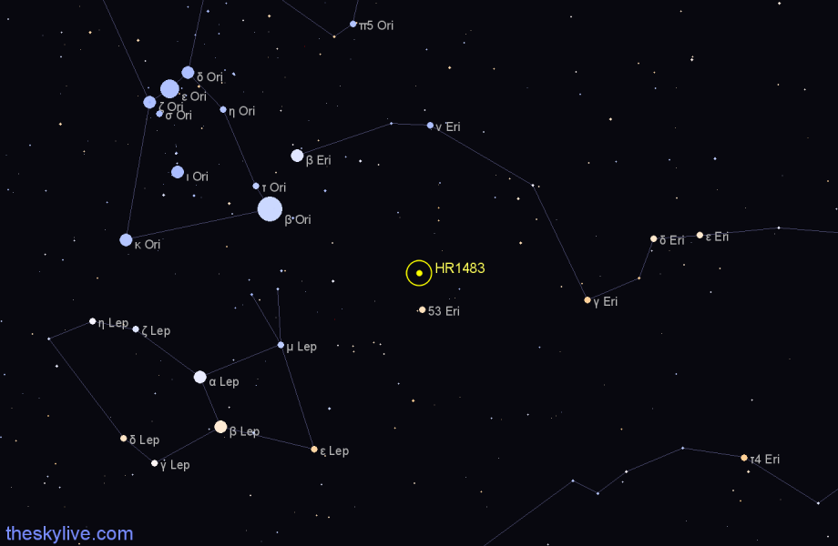 Finder chart HR1483 star
