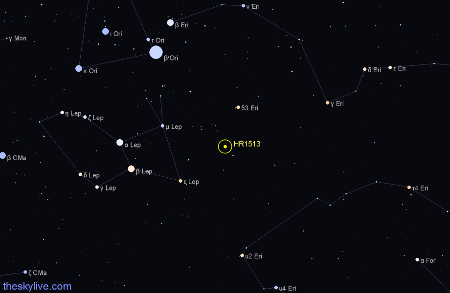 Finder chart HR1513 star