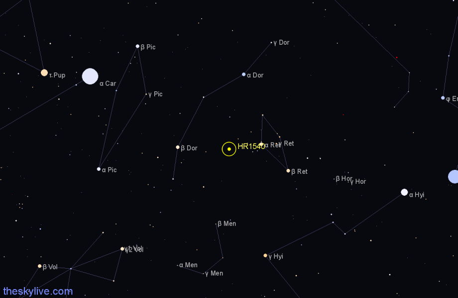 Finder chart HR1540 star