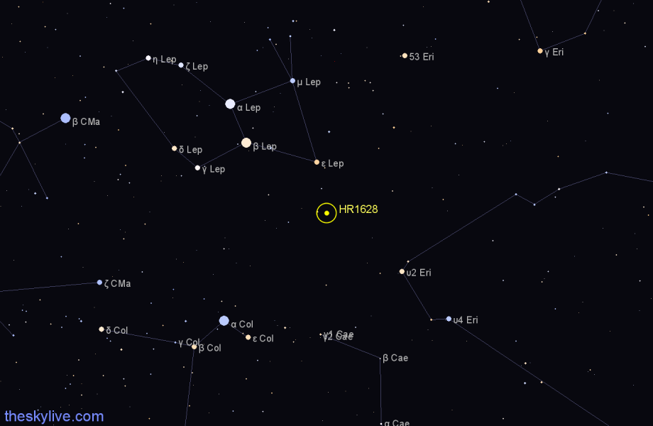 Finder chart HR1628 star