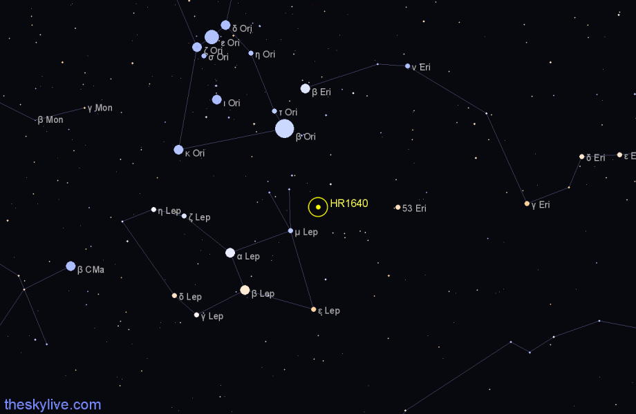 Finder chart HR1640 star