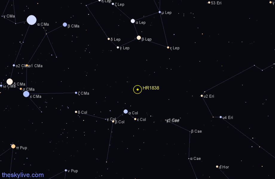 Finder chart HR1838 star