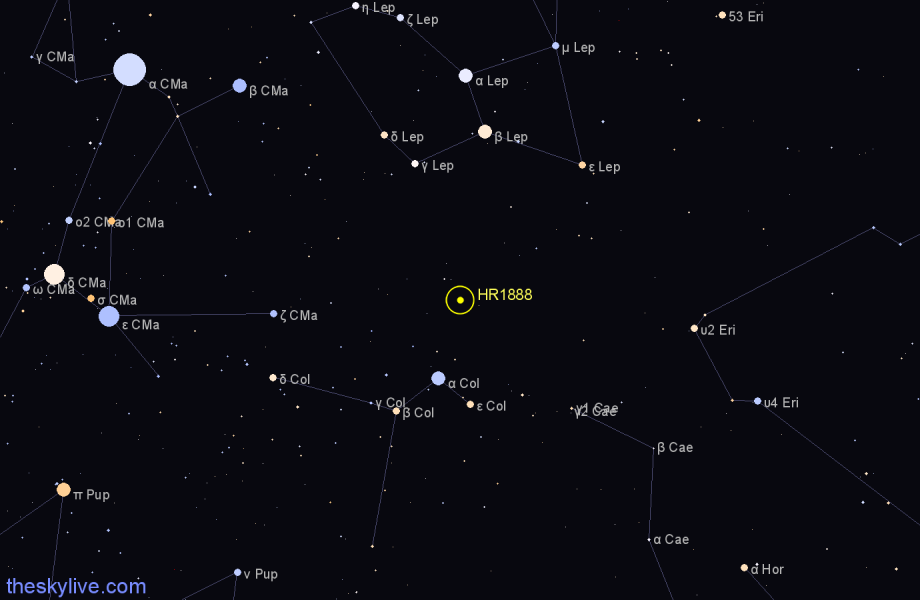 Finder chart HR1888 star