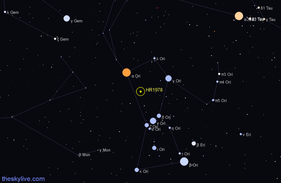 Finder chart HR1978 star