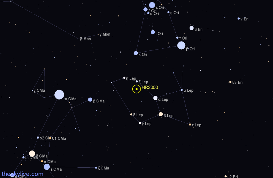 Finder chart HR2000 star