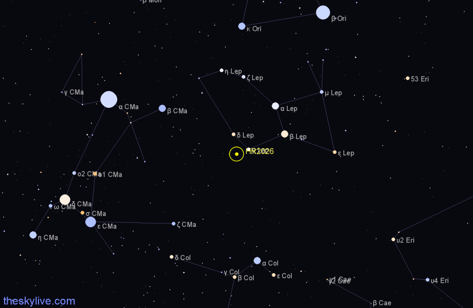 Finder chart HR2026 star