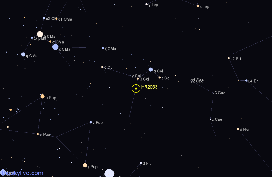 Finder chart HR2053 star