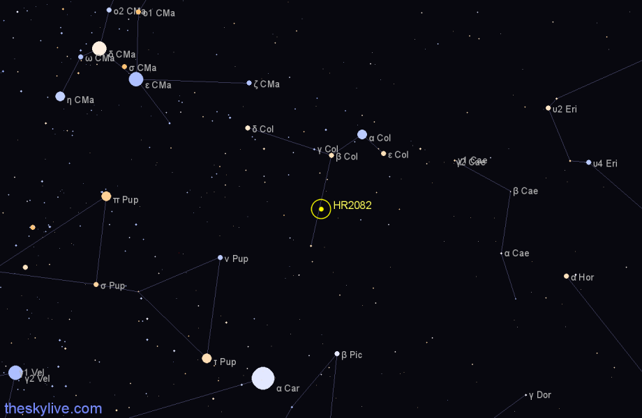 Finder chart HR2082 star