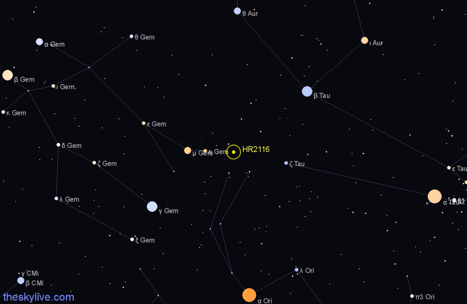 Finder chart HR2116 star