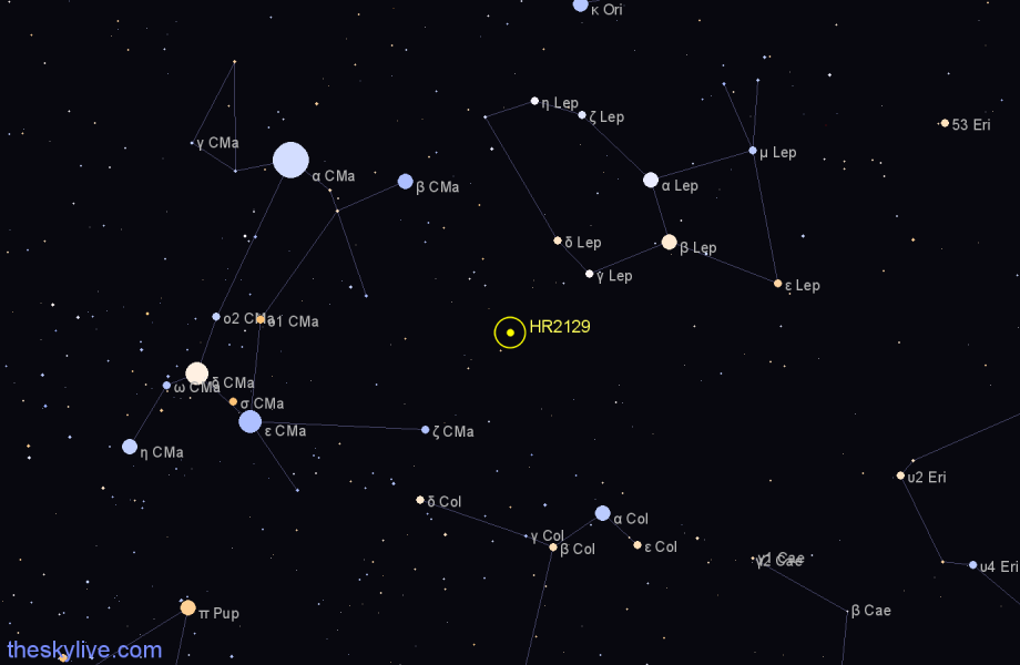 Finder chart HR2129 star