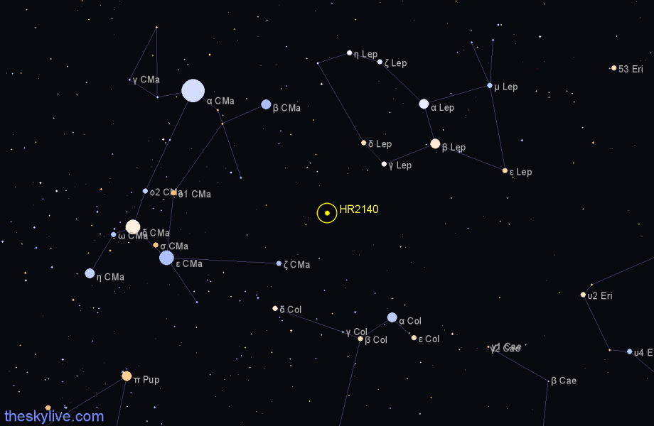 Finder chart HR2140 star