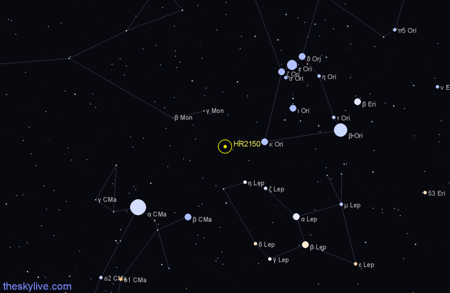Finder chart HR2150 star