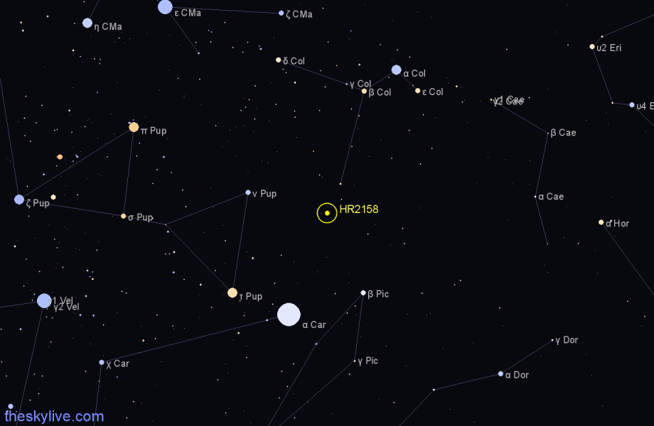 Finder chart HR2158 star