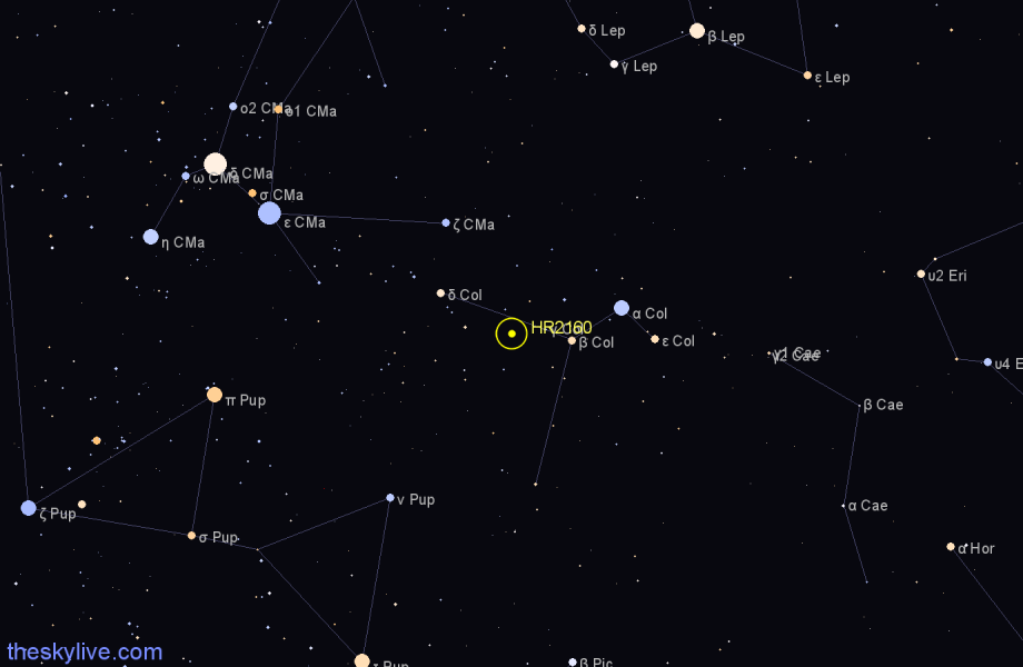 Finder chart HR2160 star