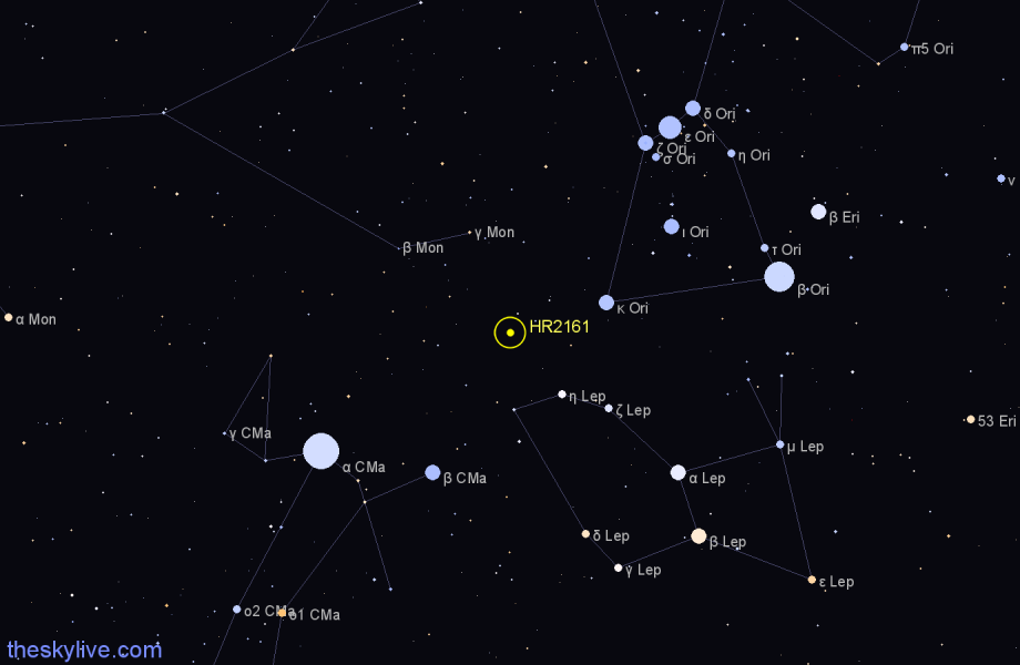 Finder chart HR2161 star