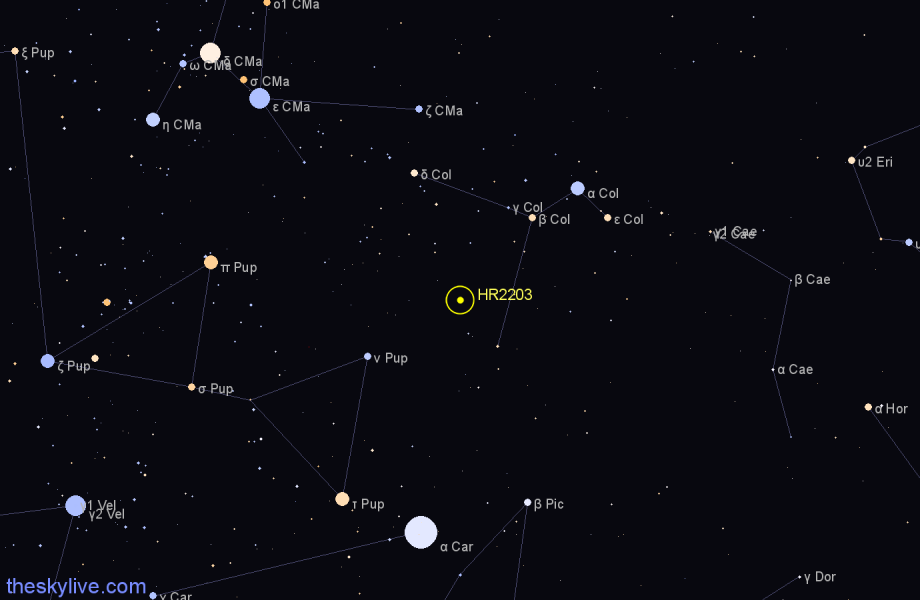 Finder chart HR2203 star