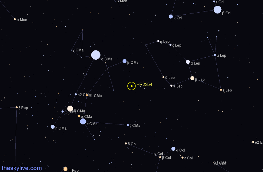 Finder chart HR2254 star
