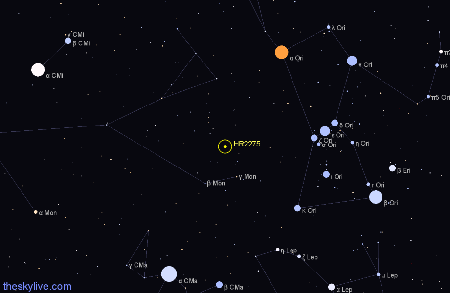 Finder chart HR2275 star