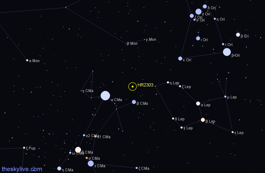 Finder chart HR2303 star