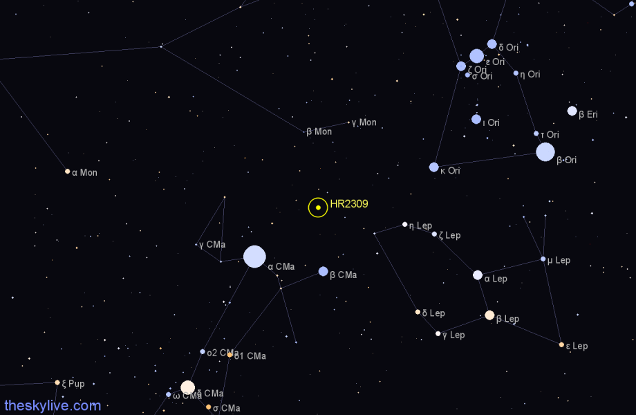 Finder chart HR2309 star