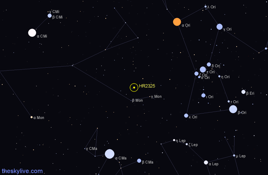 Finder chart HR2325 star