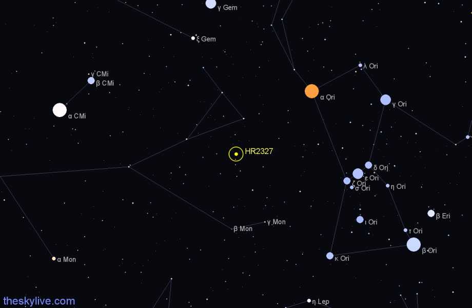 Finder chart HR2327 star