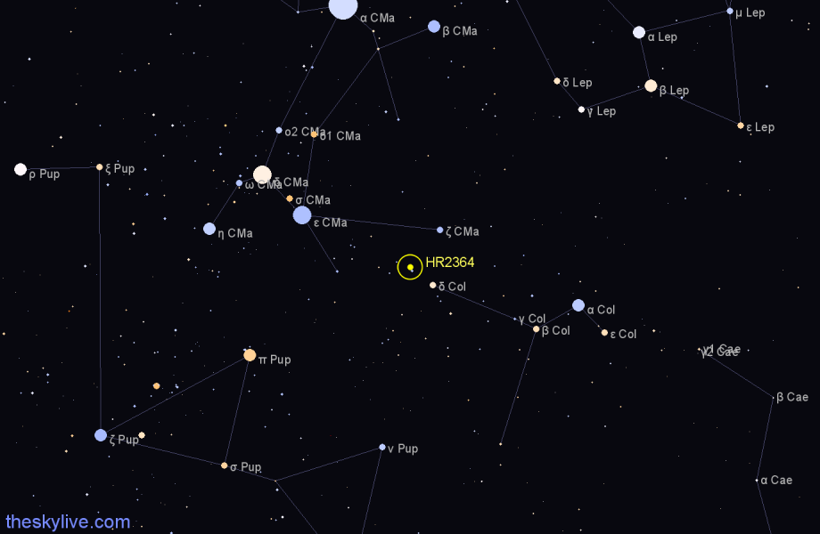 Finder chart HR2364 star