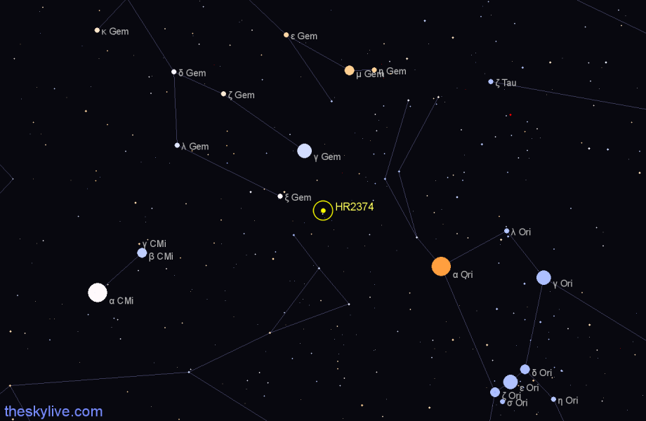 Finder chart HR2374 star