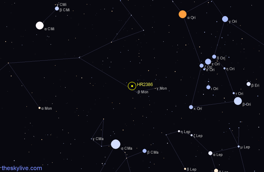 Finder chart HR2386 star