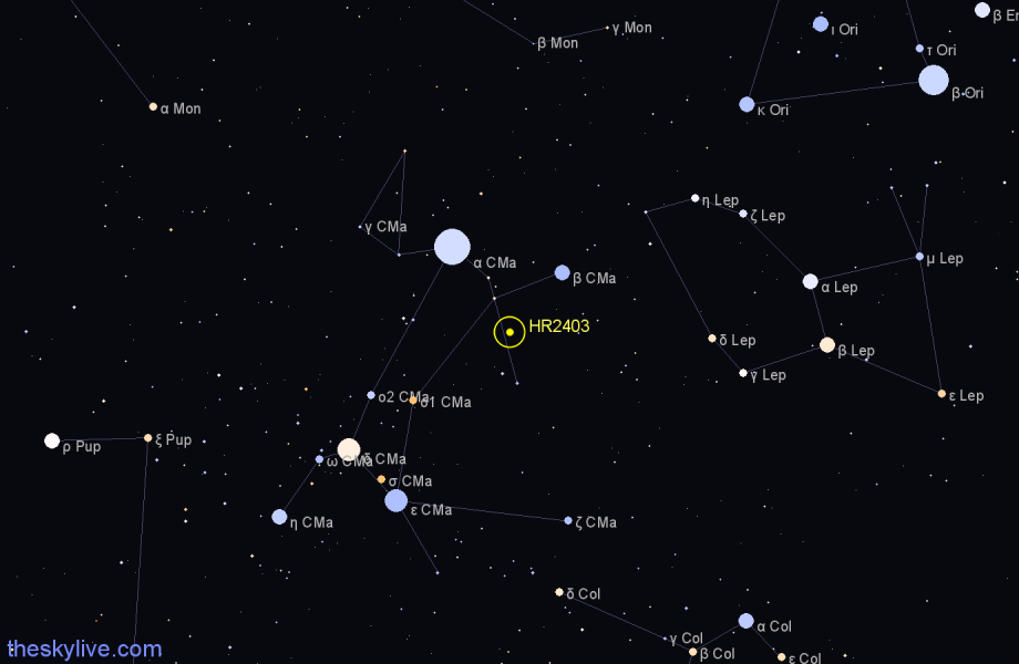 Finder chart HR2403 star