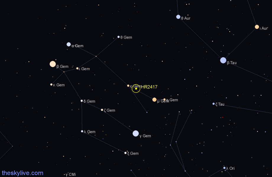 Finder chart HR2417 star