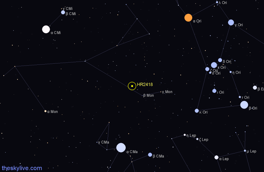 Finder chart HR2418 star