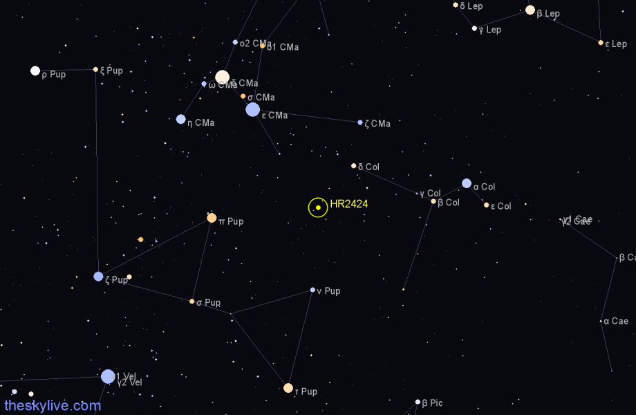 Finder chart HR2424 star