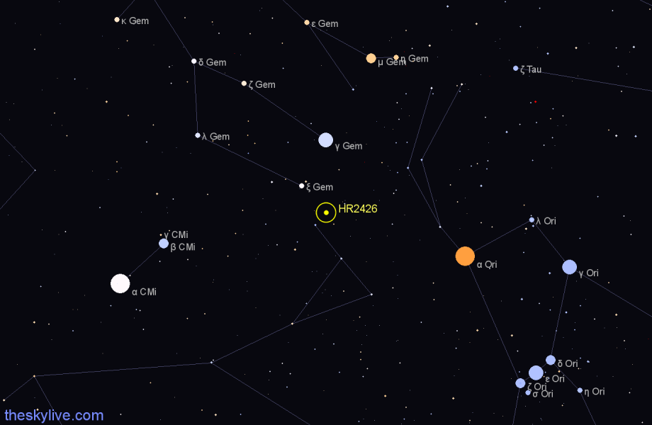 Finder chart HR2426 star
